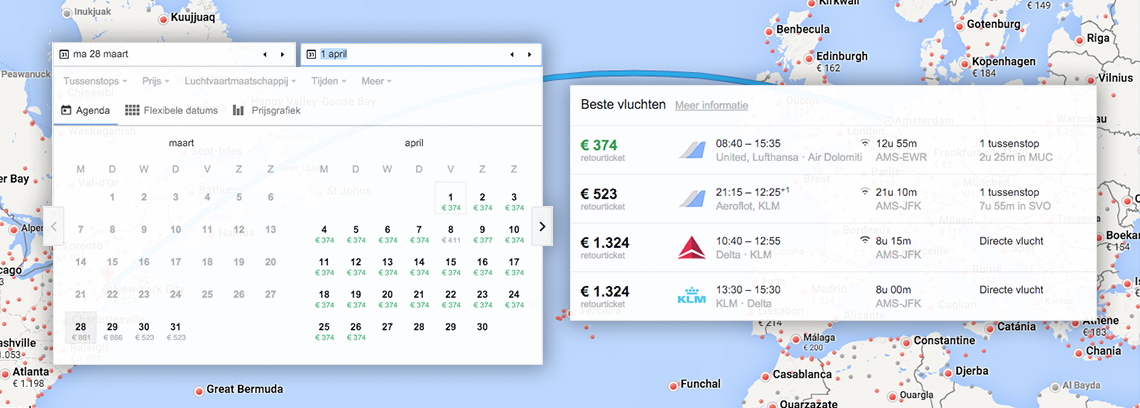 Vliegticket naar New York met Google Flights